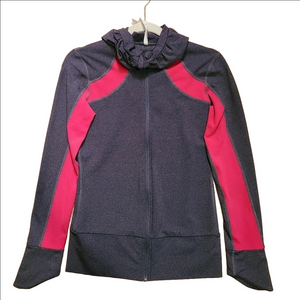 ⭐️KARMA ZIP-UP ATHLETIC JACKET WITH STRETCH DARK GREY PINK TRIM LADIES SMALL